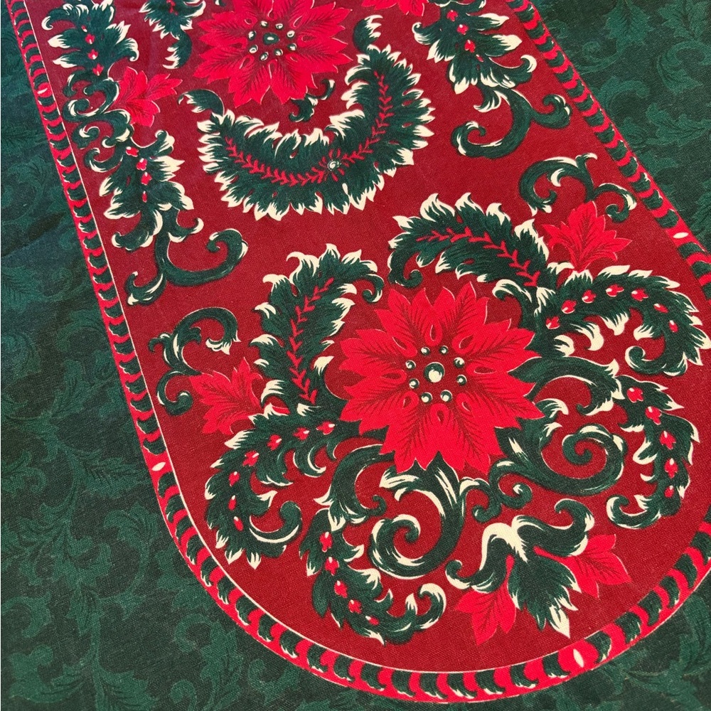 Festive Red and Green Holiday Table Runner